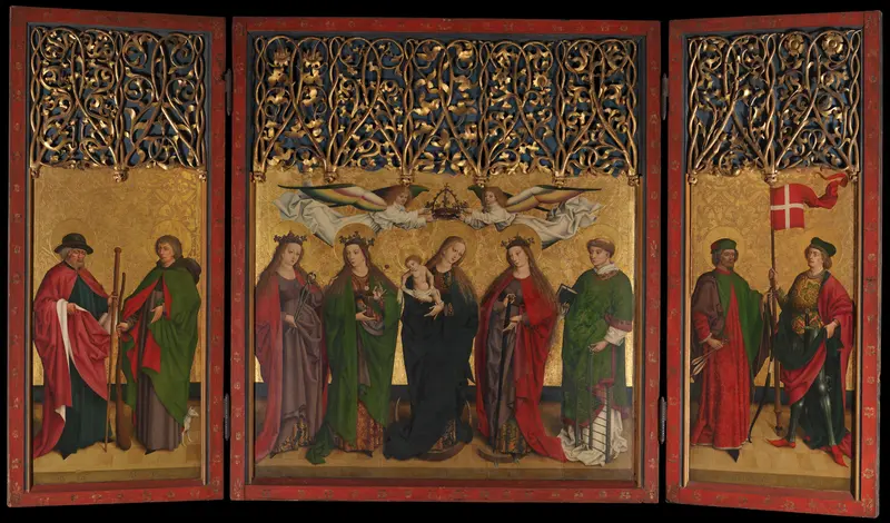 The Burg Weiler Altar Triptych (Altarpiece with the Virgin and Child and Saints) Wall Art by Master of the Burg Weiler Altarpiece - High-Resolution Digital Print