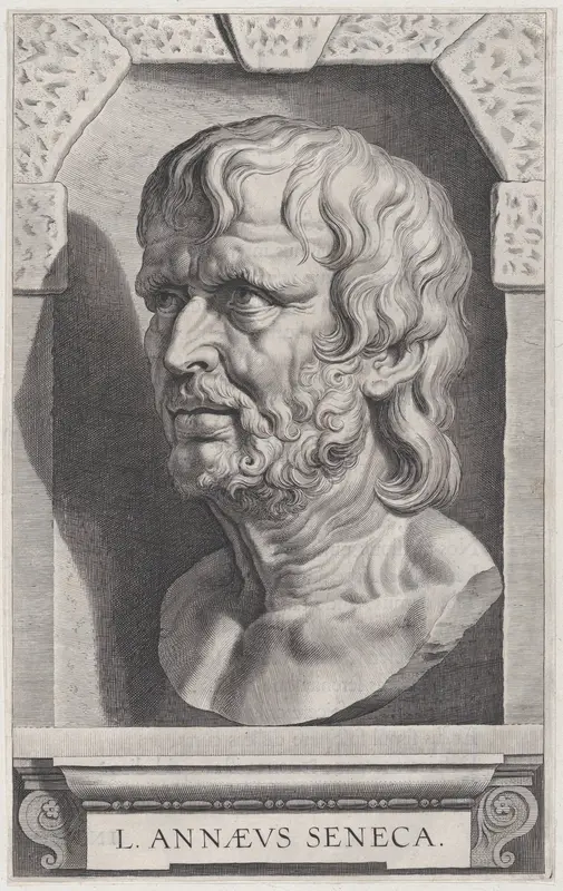 The bust of Seneca, in a stonework niche Wall Art by Cornelis Galle I - High-Resolution Digital Print