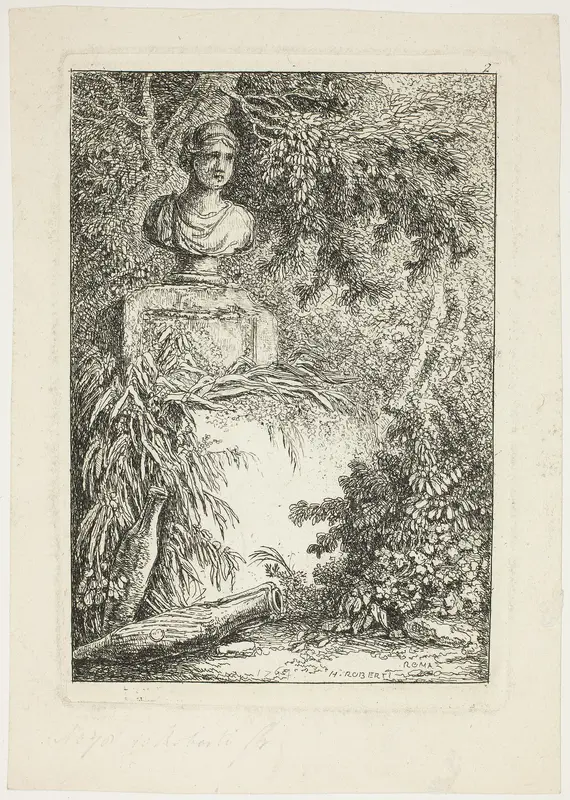 The Bust, plate two from Les Soirées de Rome Wall Art by Hubert Robert - High-Resolution Digital Print