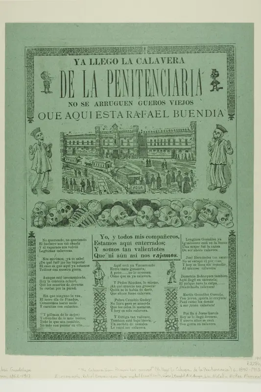 The Calavera of the Penitentiary Has Just Arrived. Don't Shrivel Up, Old Skins, Here is Rafael Buendia Wall Art by José Guadalupe Posada - High-Resolution Digital Print