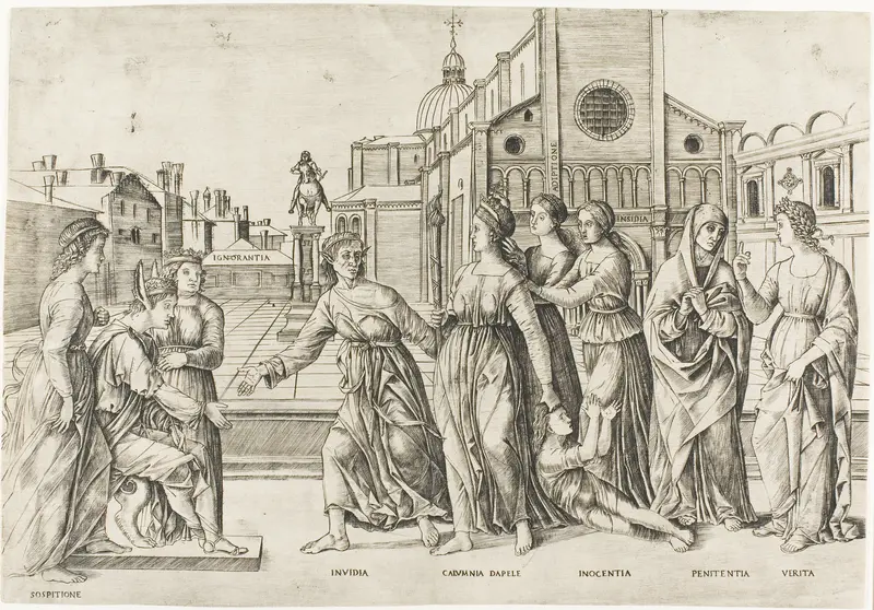 The Calumny of Apelles Wall Art by Girolamo Mocetto - High-Resolution Digital Print