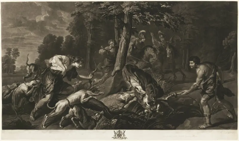 The Calydonian Boar Hunt, from the Houghton Gallery Wall Art by Richard Earlom - High-Resolution Digital Print