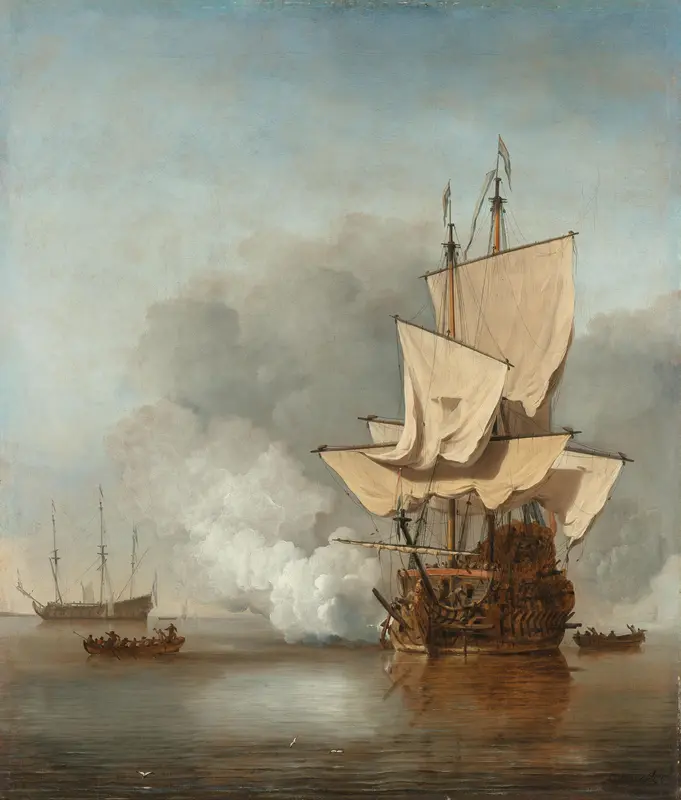 The Cannon Shot Wall Art by Willem van de Velde (II) - High-Resolution Digital Print