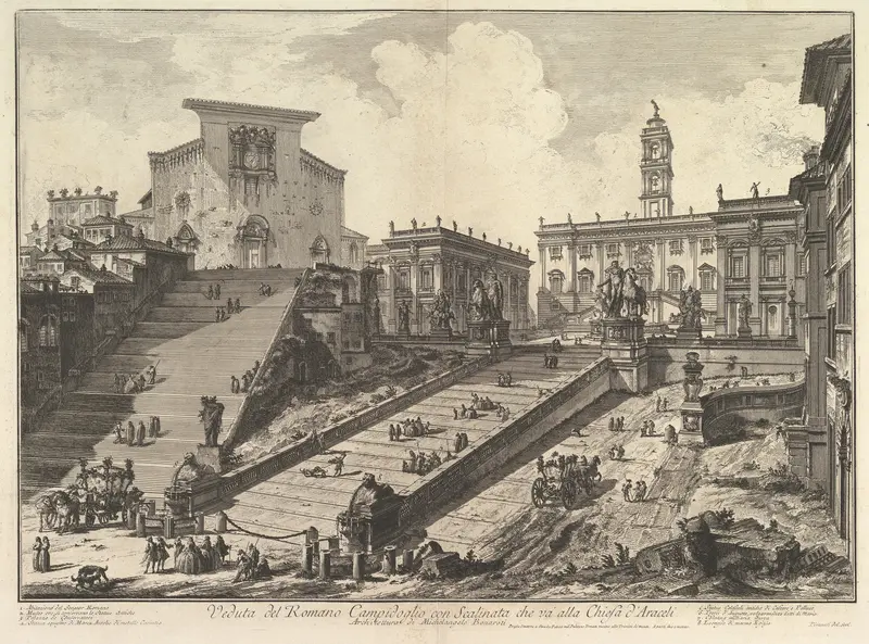 The Capitol and the steps of S. Maria in Aracoeli (Veduta del Romano Camipidoglio con scalinata che va alla chiesa d'Araceli)