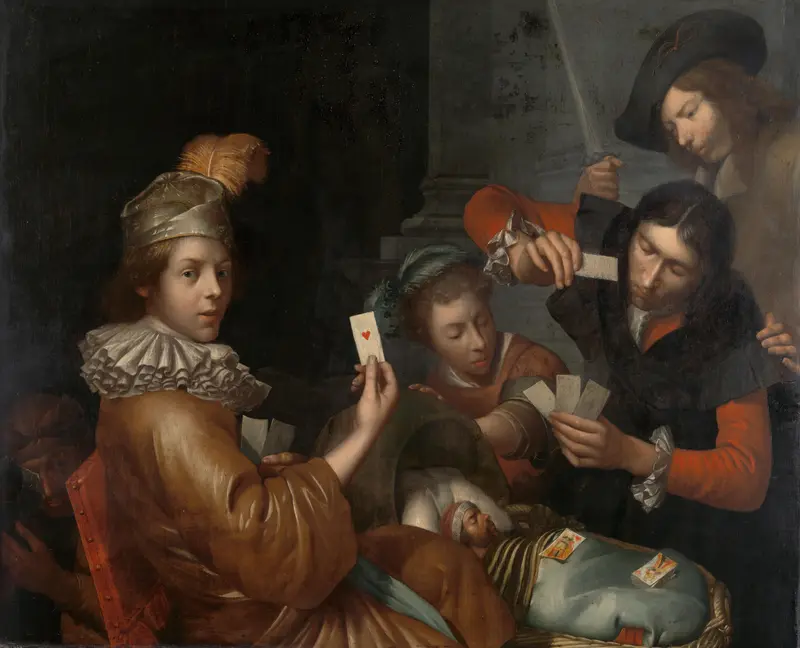 The Card Game on the Cradle: Allegory Wall Art by Unknown - High-Resolution Digital Print