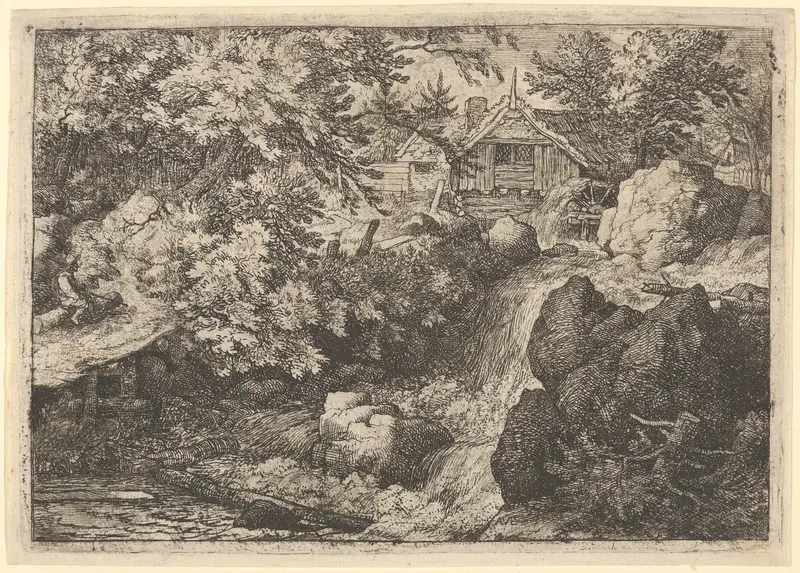 The Cascade Near the Watermill Wall Art by Allart van Everdingen - High-Resolution Digital Print