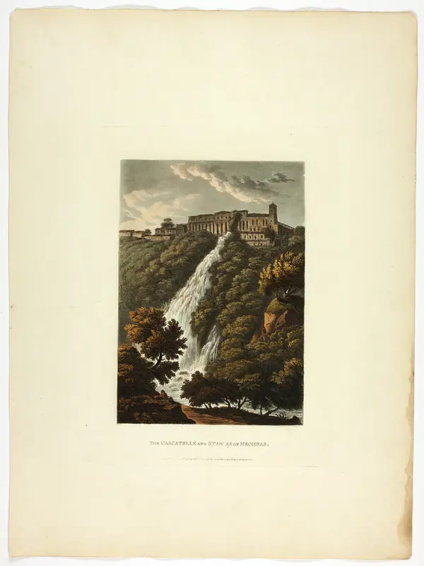 The Cascatelle and Stables of Mecenas, plate thirty-three from the Ruins of Rome Wall Art by M. Dubourg - High-Resolution Digital Print