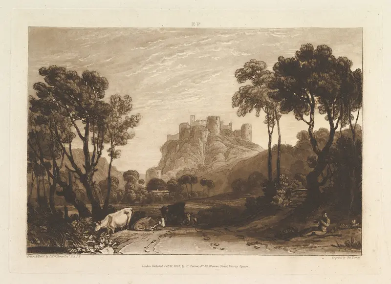 The Castle above the Meadows, part II, plate 8 from "Liber Studiorum" Wall Art by Joseph Mallord William Turner - High-Resolution Digital Print
