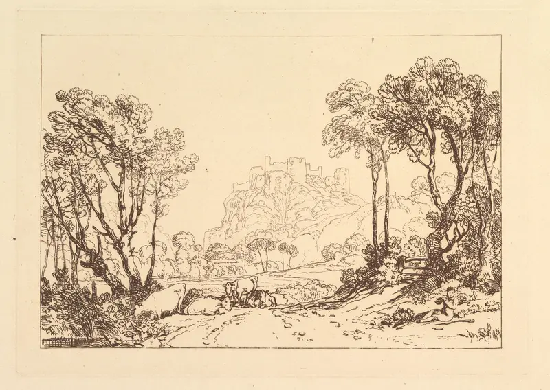 The Castle above the Meadows, plate 8 from "Liber Studiorum, part II" Wall Art by Joseph Mallord William Turner - High-Resolution Digital Print