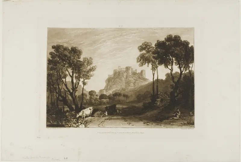 The Castle Above the Meadows, plate 8 from Liber Studiorum Wall Art by Joseph Mallord William Turner - High-Resolution Digital Print