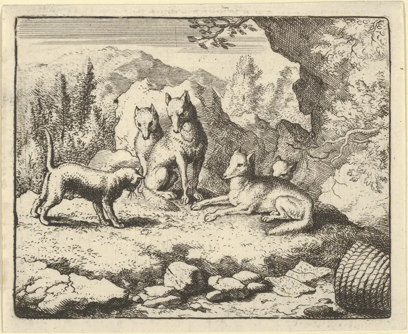 The Cat Calls Renard to Appear before the Tribunal from Hendrick van Alcmar's Renard The Fox Wall Art by Allart van Everdingen - High-Resolution Digital Print