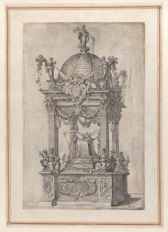 The Catafalque of Philip IV of Spain Wall Art by Domenico Piola - High-Resolution Digital Print