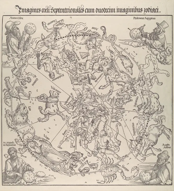 The Celestial Map- Northern Hemisphere Wall Art by Albrecht Dürer - High-Resolution Digital Print