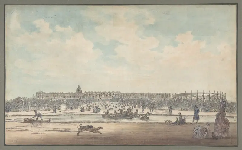 The Château de Versailles Seen from the Gardens Wall Art by Louis Nicolas de Lespinasse, called the Chevalier de Lespinasse - High-Resolution Digital Print