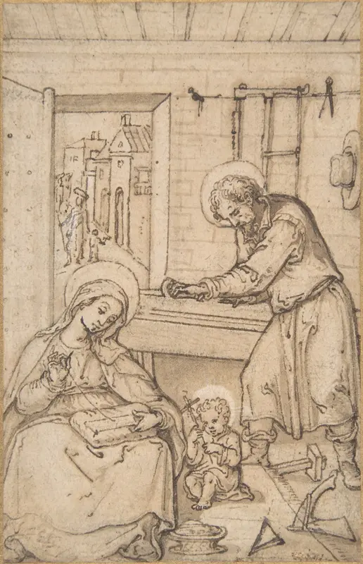 The Childhood of Christ, in the carpenter's shop Wall Art by Hans Bol - High-Resolution Digital Print