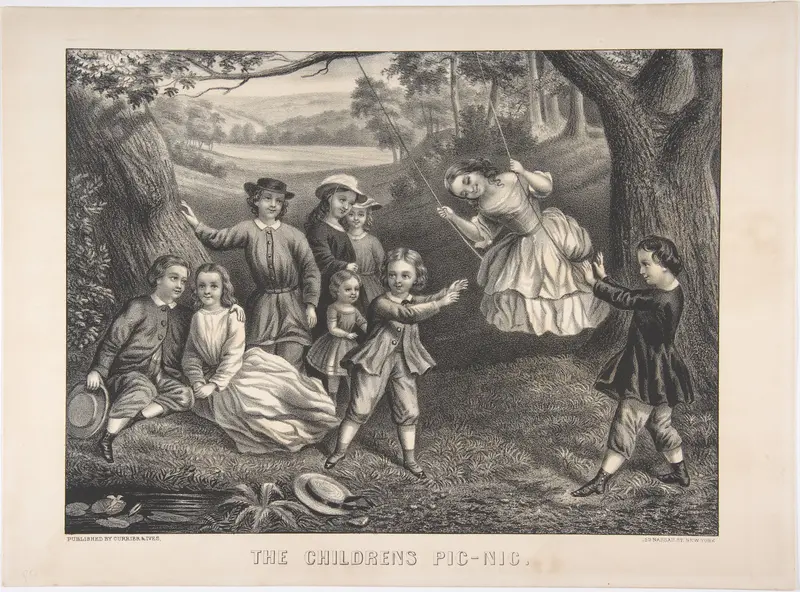 The Children's Pic-Nic Wall Art by Currier & Ives - High-Resolution Digital Print