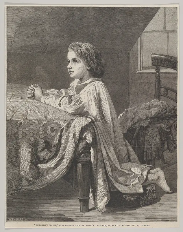 The Child's Prayer, from "Illustrated London News" Wall Art by William Luson Thomas - High-Resolution Digital Print