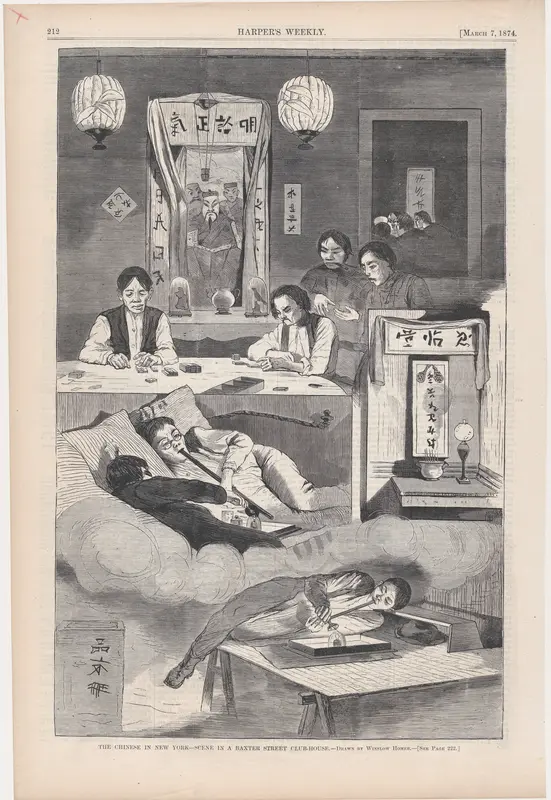 The Chinese in New York – Scene in a Baxter Street Club-House (from "Harper's Weekly," Vol. XVIII) Wall Art by Winslow Homer - High-Resolution Digital Print