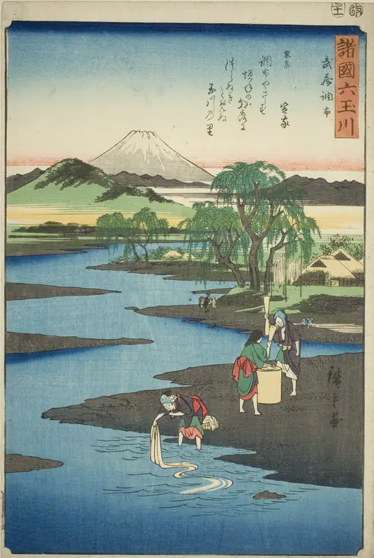 The Chofu Jewel River in Musashi Province (Musashi Chofu no Tamagawa), from the series "Six Jewel Rivers in the Various Provinces (Shokoku Mu Tamagawa)"