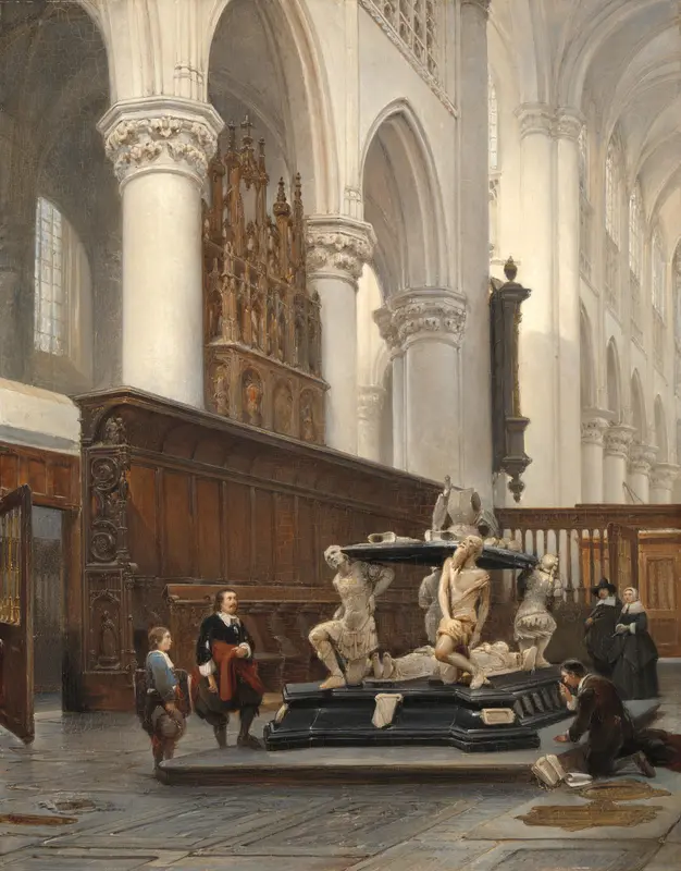 The Choir of the O.L.-Vrouwekerk in Breda with the Tomb of Engelbert II of Nassau Wall Art by Johannes Bosboom - High-Resolution Digital Print