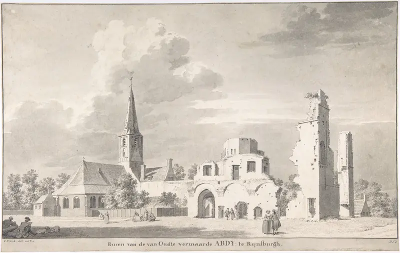 The Church and Ruins of Rijnsburg, Seen from the Northeast Wall Art by Cornelis Pronk - High-Resolution Digital Print