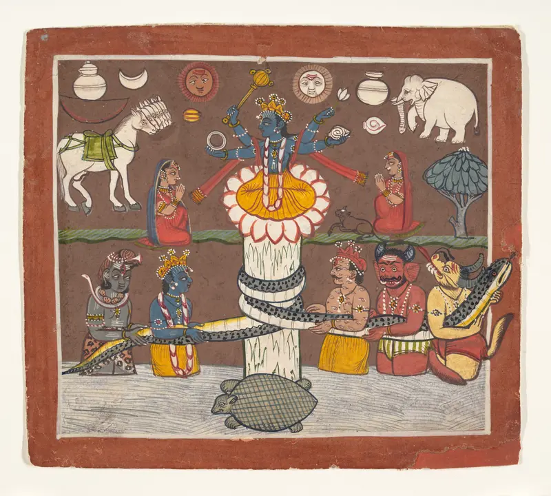 The Churning of the Ocean of Milk Wall Art by Unknown - High-Resolution Digital Print