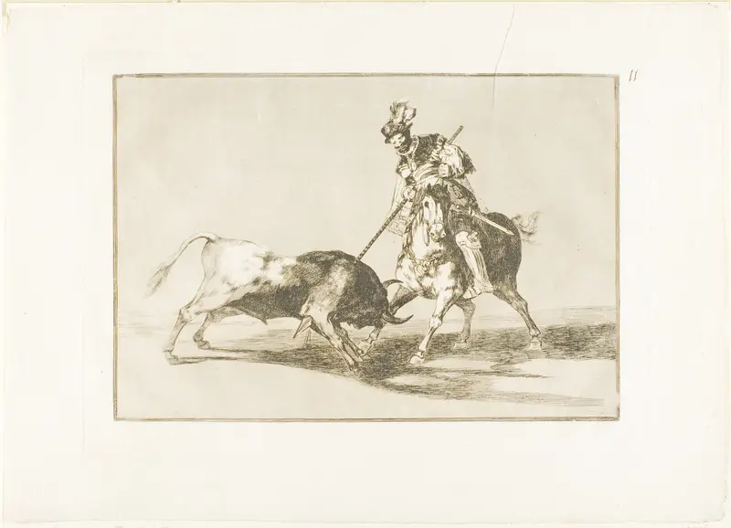 The Cid Campeador spearing another bull, plate eleven from The Art of Bullfighting