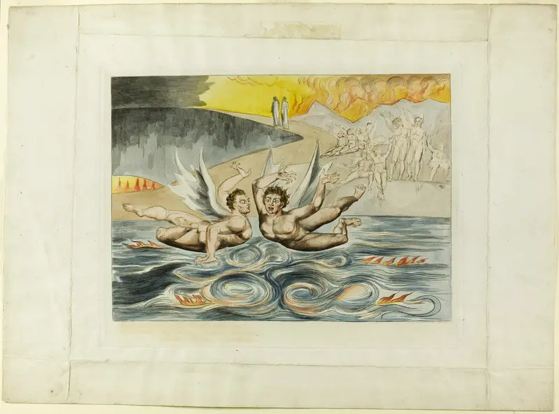 The Circle of the Corrupt Officials; the Devils Mauling Each Other. Inferno, canto XXII. Wall Art by William Blake - High-Resolution Digital Print