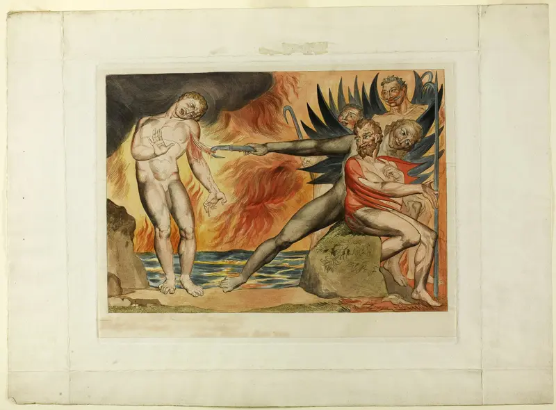 The Circle of the Corrupt Officials; the Devils Tormenting Ciampolo. Inferno, canto XXII Wall Art by William Blake - High-Resolution Digital Print