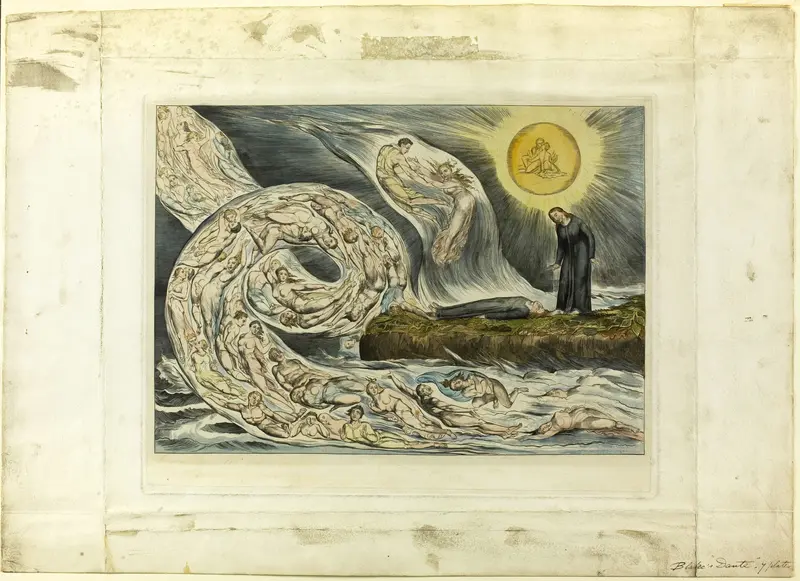 The Circle of the Lustful: Paolo and Francesca. Inferno, canto V Wall Art by William Blake - High-Resolution Digital Print