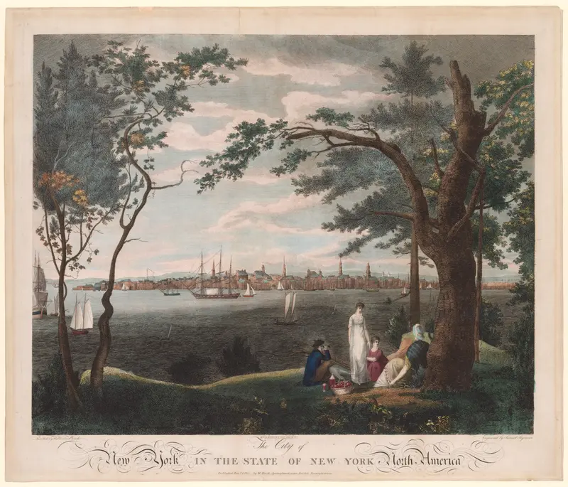 The City of New York, in the State of New York, North America [The Birch View with the Picnic Party] Wall Art by Samuel Seymour - High-Resolution Digital Print