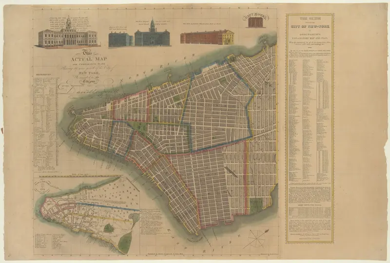 The City of New York: Longworth's Explanatory Map and Plan Wall Art by David Longworth - High-Resolution Digital Print