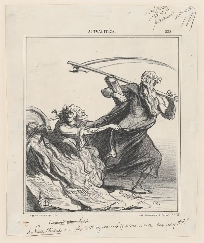 The clerical press: Not so quickly... December 15 will come soon enough!, from 'News of the day,' published in "Le Charivari" Wall Art by Honoré Daumier - High-Resolution Digital Print