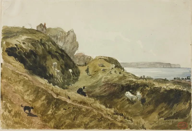 The Cliffs at Dieppe Wall Art by Paul Huet - High-Resolution Digital Print