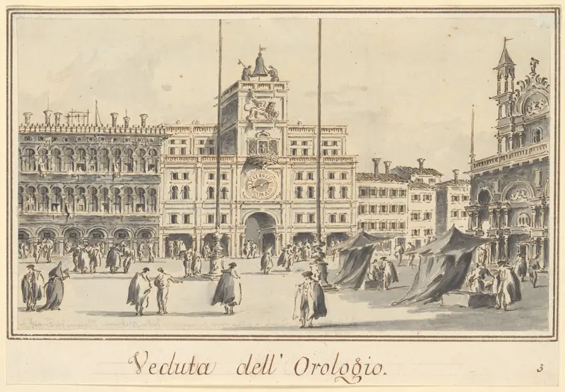 The Clock Tower of San Marco, from the Front of the Basilica Wall Art by Giacomo Guardi - High-Resolution Digital Print