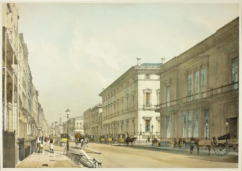 The Club Houses and Pall Mall, plate thirteen from Original Views of London as It Is Wall Art by Thomas Shotter Boys - High-Resolution Digital Print