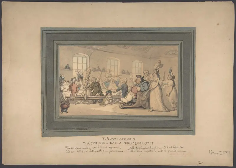 The Comforts of Bath: A Public Breakfast Wall Art by Thomas Rowlandson - High-Resolution Digital Print