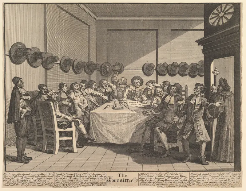 The Committee  (Twelve Large Illustrations for Samuel Butler's Hudibras, Plate 10) Wall Art by William Hogarth - High-Resolution Digital Print