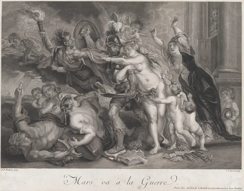 The Consequences of War: Mars leaving for war Wall Art by Jean Jacques Avril, the Elder - High-Resolution Digital Print