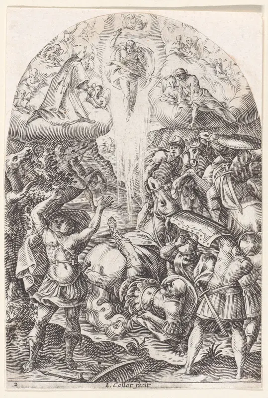 The Conversion of St. Paul, plate 2 from "Les Tableaux de Rome, Les Eglises Jubilaires" (The Paintings of Rome, The Churches Jubilee) Wall Art by Jacques Callot - High-Resolution Digital Print