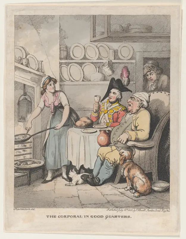 The Corporal in Good Quarters Wall Art by Thomas Rowlandson - High-Resolution Digital Print