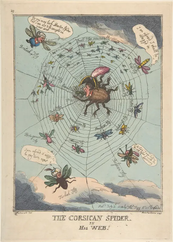 The Corsican Spider in His Web! Wall Art by Thomas Rowlandson - High-Resolution Digital Print