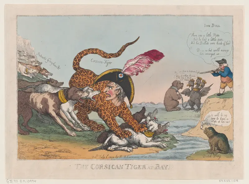 The Corsican Tiger at Bay! Wall Art by Thomas Rowlandson - High-Resolution Digital Print