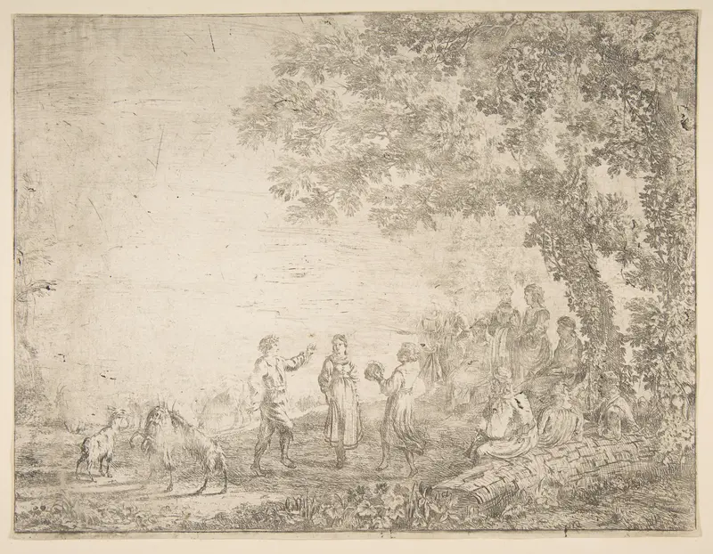 The Country Dance (Large Plate) Wall Art by Claude Lorrain (Claude Gellée) - High-Resolution Digital Print