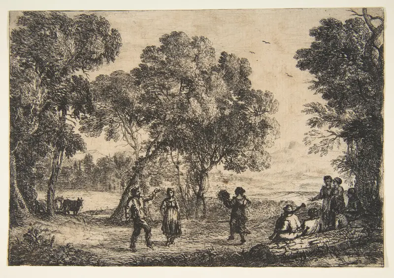 The Country Dance (Small Plate) Wall Art by Claude Lorrain (Claude Gellée) - High-Resolution Digital Print
