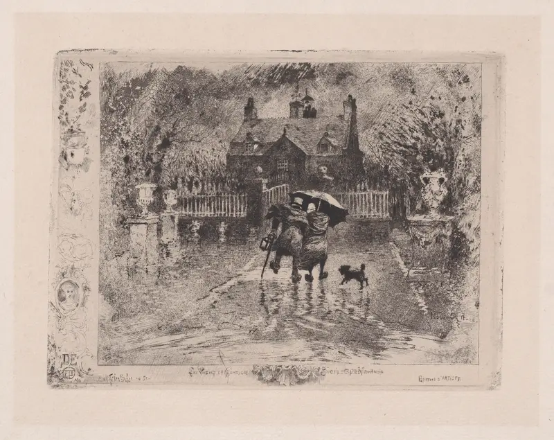 The Country Neighbors (Les Voisins de Campagne) Wall Art by Félix-Hilaire Buhot - High-Resolution Digital Print