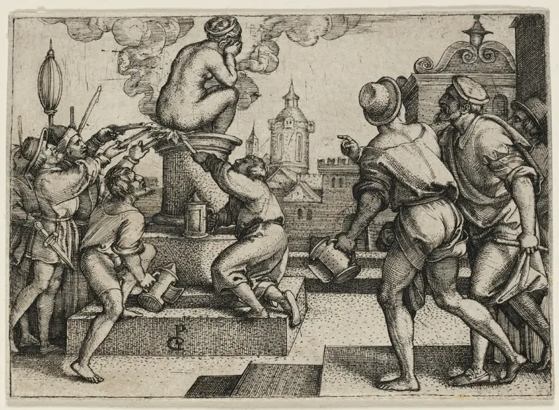 The Courtesan Punished, from The Story of the Magician Virgil Wall Art by Georg Pencz - High-Resolution Digital Print