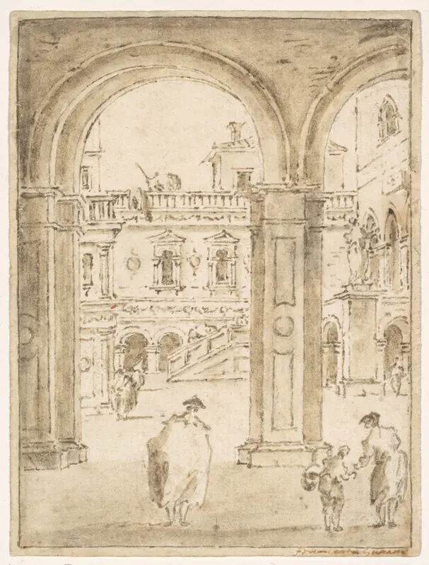 The Courtyard of the Doges' Palace Wall Art by Giacomo Guardi - High-Resolution Digital Print