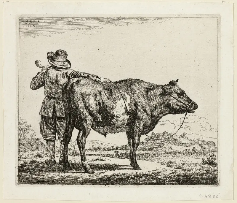 The Cowherd and the Bull Wall Art by Adriaen van de Velde - High-Resolution Digital Print