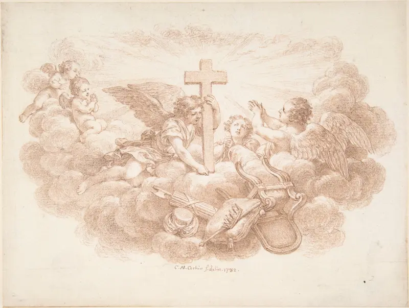The Cross Triumphant over Worldly Powers Wall Art by Charles Nicolas Cochin II - High-Resolution Digital Print